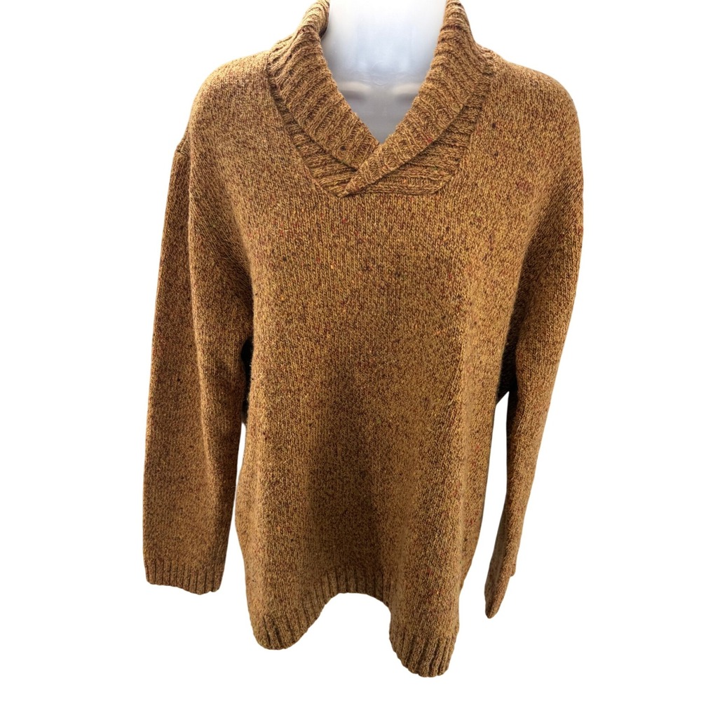 Guess Shawl Collar Wool Blend Knit Sweater Womens Small Amber‎ Orange